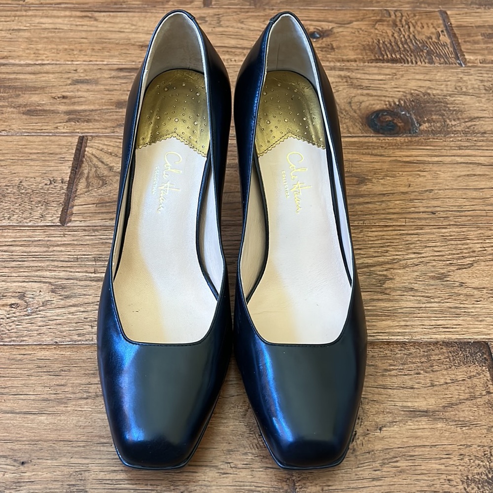 Cole Haan Nike Air Carma Black Leather Pump Square Toe Size 9.5 - Picture 5 of 12